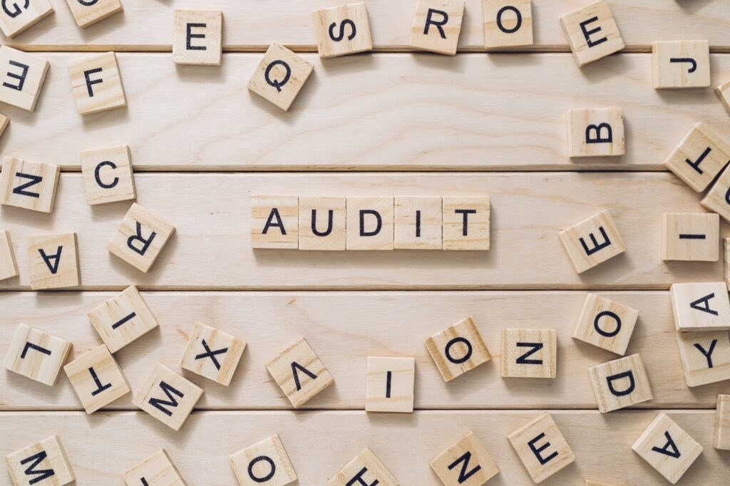 AUDIT text on wooden cubes on wooden background